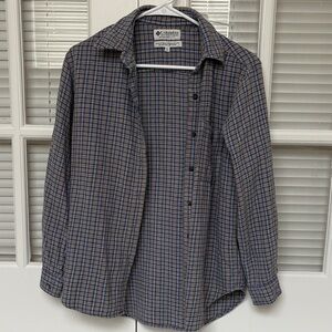 Columbia Men's Casual Blue and Brown Checkered Shirt